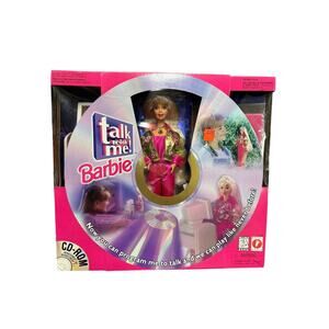 Barbie Talk with Me Doll W Cd ROM & More! 1997 Mattel 17350 NEW Mouth Moves